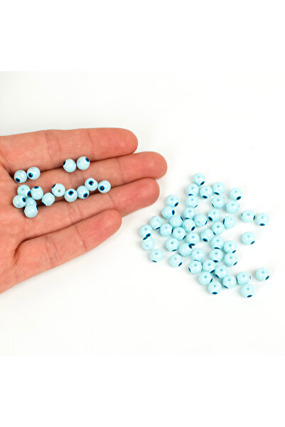 yfhobi 5 Adet - 6 mm Yassı Cam Nazar Takı Aparatı, Bebe Mavi Renk Nazar Boncu...