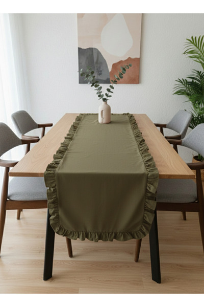 nunuteks evinizi renklendirin Ruffled Linen Runner - 63X148 cm