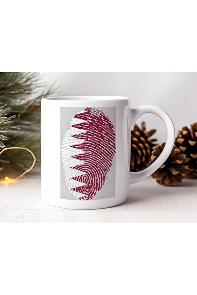Beramussa كوب بتصميم بصمة الإصبع على شكل علم قطر - هدية عصرية وذات معنى