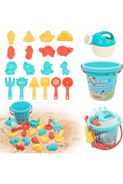herbst Set de 20 de jucării cu forme nisip plaja cu găleată, sac de plasa, mu...