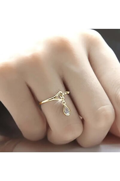 ACAR TAKI خاتم على شكل قلب مع سلسلة متدلية ACR8342 - ذهبي