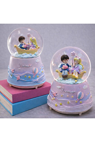 baytoptan Forever Yazılı Romantik Çift Figürlü Işıklı Büyük Kar Küresi