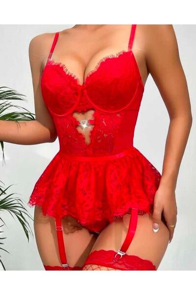 ZEYCEN Kadın Balenli Dantel Detay Gecelik