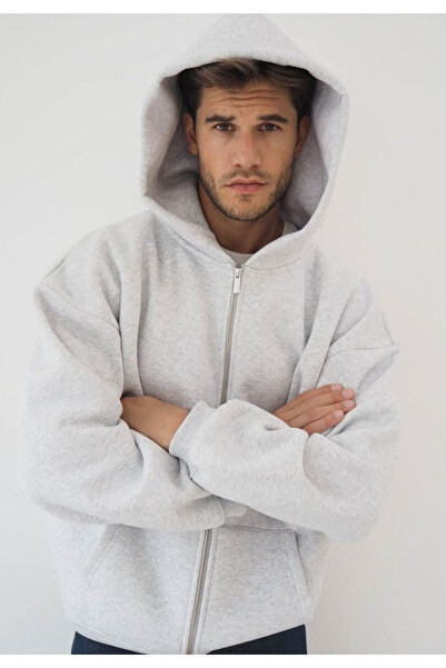 Arz giyim Ardente Collective Gri Unisex Jachetă cu glugă supradimensionată, i...