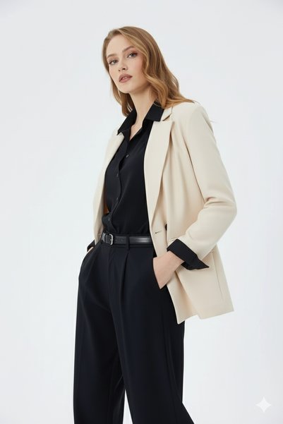 Generic Brand Oversize Two Button Women's Blazer Jacket