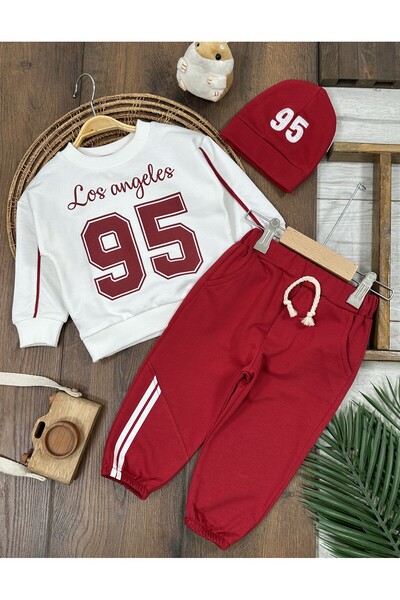 BEBENDY Los Angeles Printed Embroidered Beret Wide Fit Oversized 3-Piece Baby...