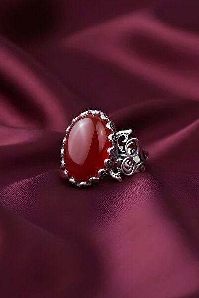 Takıdepo El İşçiliği Özel Tasarım Akik Taşlı Kadın Yüzük