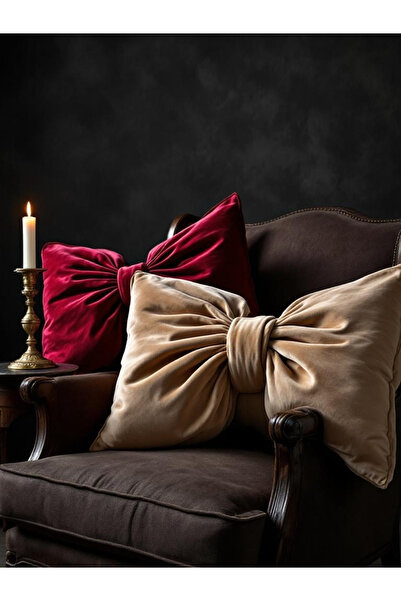 JACA وسادة بمظهر الفيونكة، قماش مخملي ناعم، وسادة محشوة بالحشو الداخلي، طقم و...