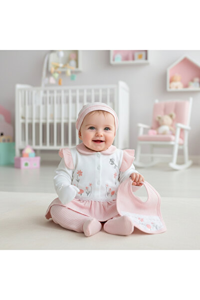 MİLAYS LİFE HOME COLLECTİON Baby Girl 0-3 Months Organic Cotton with Flower a...
