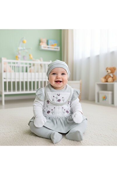 MİLAYS LİFE HOME COLLECTİON Baby Girl 0-3 Months Organic Cotton with Flower a...