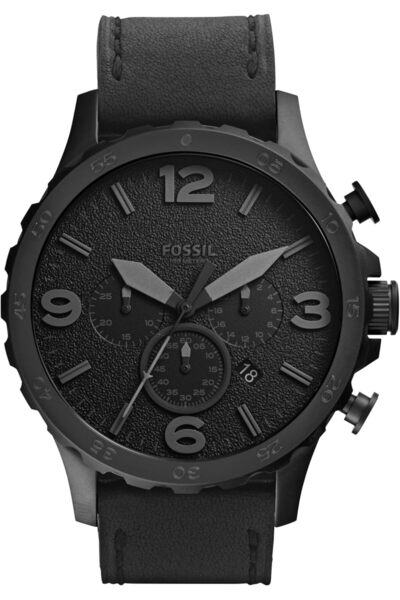 Fossil Smartwatches Men's Nate Quartz Stainless Steel and Leather Chronograph...
