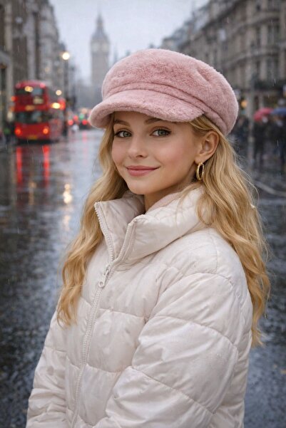 FELLMENS Șapcă de pluș cu textura moale roz, pălărie pentru fete, 10-18 ani