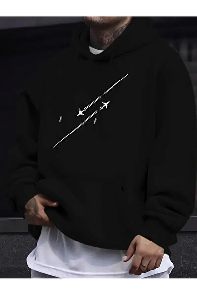 Marwah collection erkek uçak baskılı sweatshırt 3iplik kaliteli kumaş oversiz...