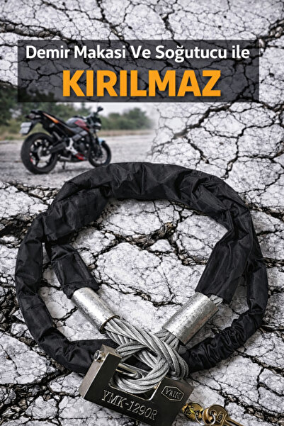 Vi Caro Motosiklet Kilidi 10 mm Kesilmez Çelik Halat 1,5 Metre Demir Makasına...