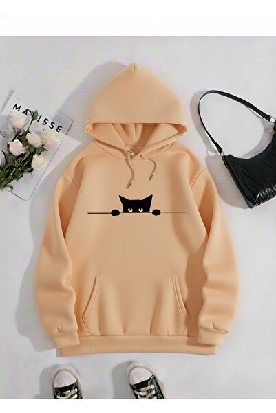 Mayer Butik Unisex Men/Women Cat Colorful Custom Printed Cotton Oversized Hooded Sweatshirt