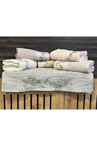 la lune home Dowery Embroidered Hand and Face Towels, Set of 6