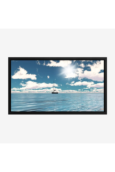 Tajridhome لوحة بحر تتألق تحت أشعة الشمس مع قارب يطفو على مياه زرقاء هادئة، ل...