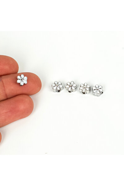 yfhobi 1 Adet - 6 mm Mineli Papatya Desenli Uç, Charm Uç, Rodyum Kaplama 1.Ka...