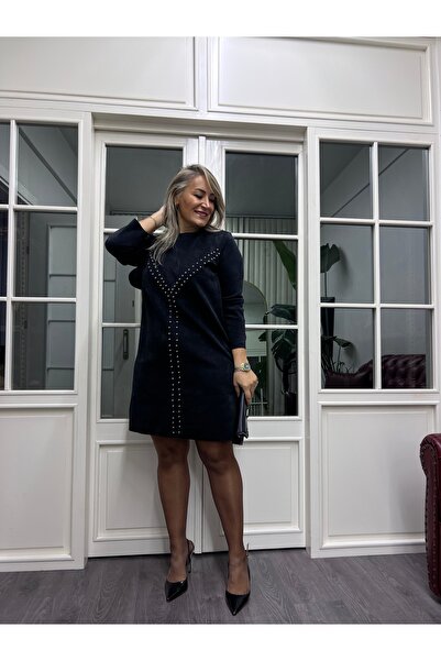 TREND&LİFE Nubuk zımbalı likralı elbise