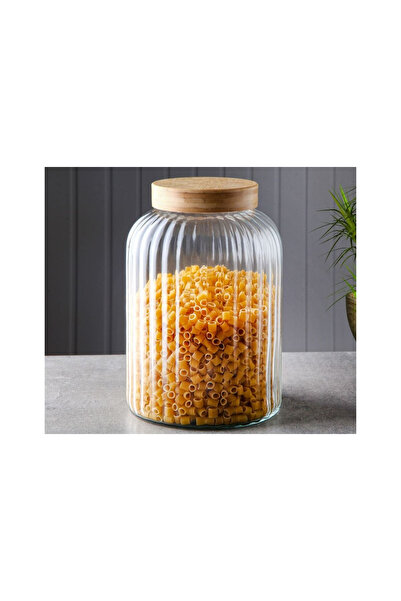 Akyol BAMBU KAPAKLI CAM ÇİZGİLİ KAVANOZ 4900 ML