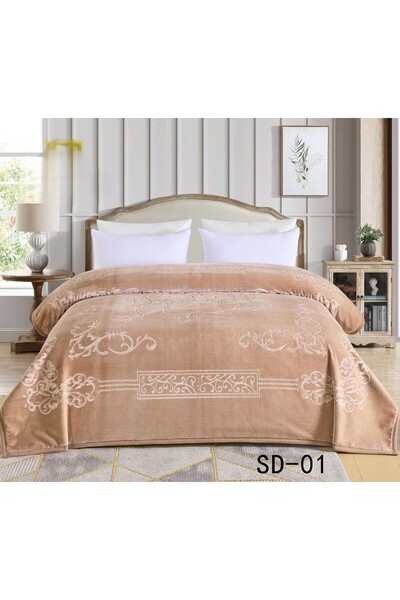 NAJMA Korean winter blanket, double size, 6 kg, plain embossed, super soft texture, size 200 x 240 cm.