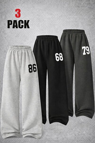 Kids Çocuk 3'lü Üç İplik Rahat Eşofman Altı