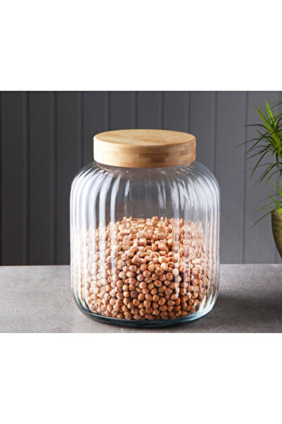 Akyol BAMBU KAPAKLI CAM ÇİZGİLİ KAVANOZ 3700ML