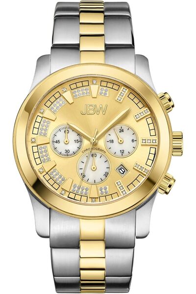 JBW ساعة يد رجالية فاخرة من ديلانو مرصعة بألماس عيار 0.21 قيراط مع سوار من ال...