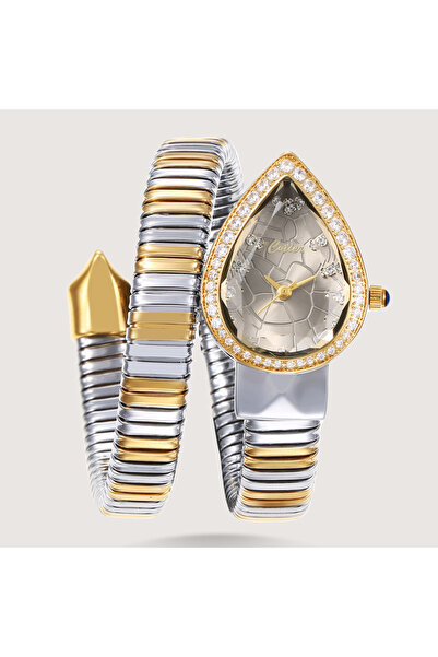 Louis Nice Women's silver and gold watch with a gray diamond dial