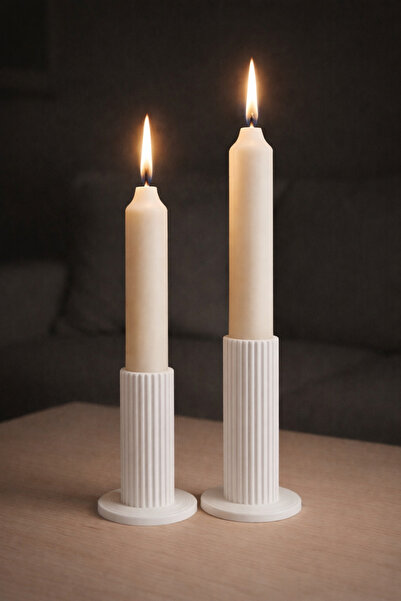 Duritta Oluklu Dekoratif Mumluk Seti 2’li – Mum Hediyeli