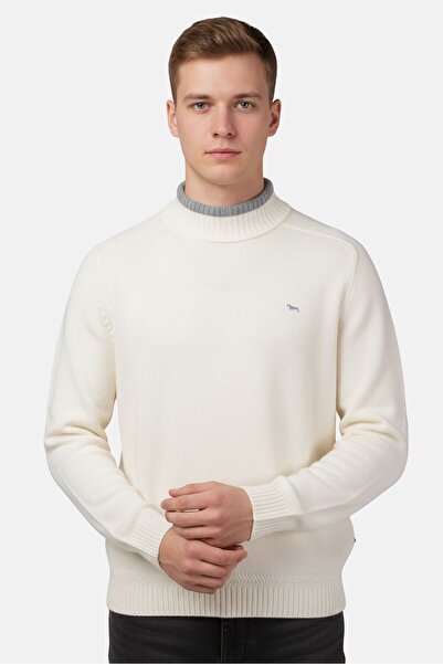 Harmont & Blaine Men Turtle Neck Long Sleeve Knitted Sweaters, Off White