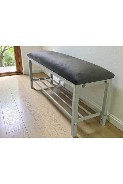 papri Ayakkabılıklı Metal Puf Oturma Bankı (Bu üründe oturma için puff yoktur)