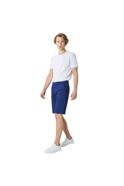 AC&Co / Altınyıldız Classics Indigo Slim Fit Slim Fit Dobby 100% Cotton Casual Chino Shorts