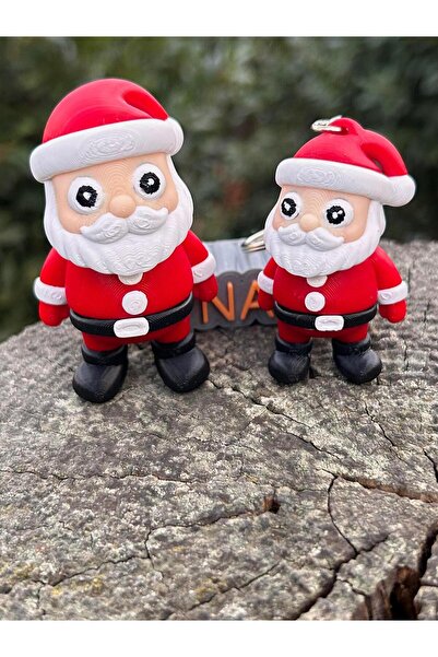 pynarix Santa Claus 🎅   → 3D Organic Double Set 🎅 🎅   (Medium Size 3D Movable Figure + Small Size Keychain)