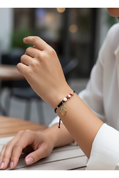 henahera accessory Fatmanın Eli Makrome Örgülü Charmlı Kalp/Yıldız Figürlü Kı...