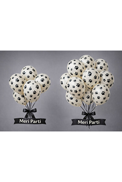MERİ PARTİ Pati Desenli Balon 10’lu Pati Desenli Baskılı Lateks Balon Seti – ...