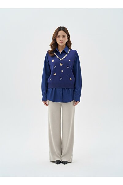 CATALEYA Shirt-type blouse with decorative details – elegant casual style