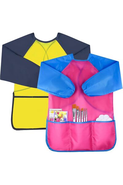 Other مريلة رسم للأطفال مقاومة للماء بأكمام طويلة و3 جيوب