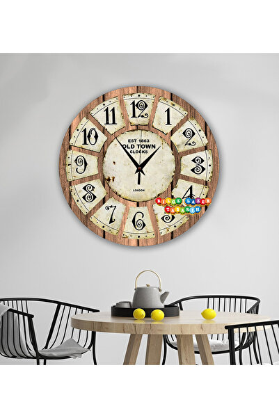 Bilge Lazer Bilge Ahşap RETRO TASARIM Dekoratif duvar Saati dijital uv baskı