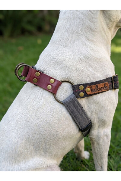 balkonda Dog Collar Medium and Large Breed Adjustable Denim Smoked & Black