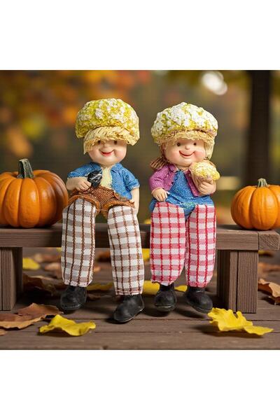 ELSELİFE Sallanan Ayaklı Karnabahar Kafalar 2’li Biblo Seti Dekoratif Ev Ofis...