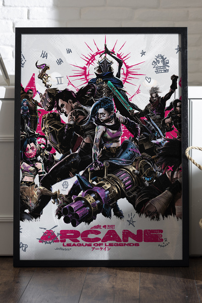 Duvarda Arcane Siyah Ahşap Çerçeveli Poster, Dekoratif Oyun Duvar Tablosu