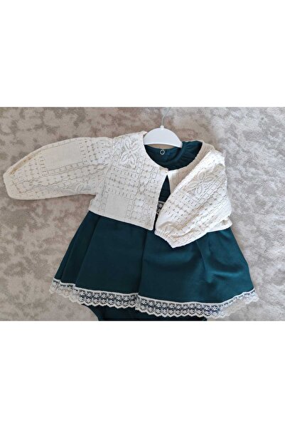 OEM Victoria Bebek Dantelli Yeşil Romper Tulum Elbise