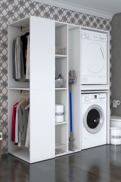 Kenzlife membran çamaşır-kurutma makinesi dolabı ve giysi dolabı çekmeceli eş...