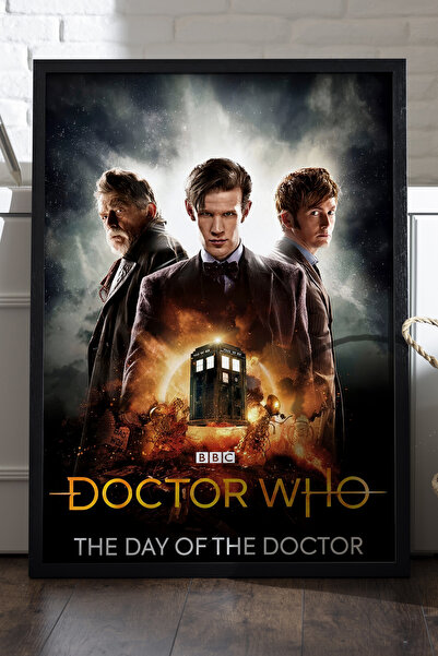 Duvarda Poster înrămat din lemn negru Doctor Who, pictură decorativă de peret...