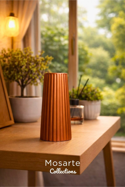 Mosarte مزهرية زخرفية حديثة بتصميم مضلع ومحزز