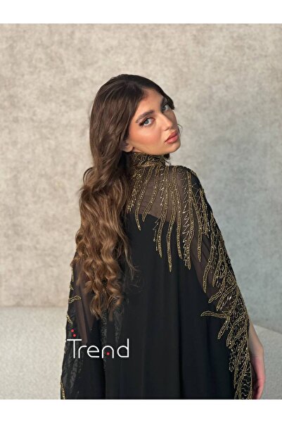TREND جلابية شيفون مطرزة مع فستان داخلي