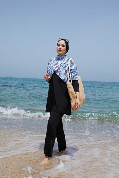 EBRUTESETTÜR Allerli Patterned Hijab Swimsuit Blue