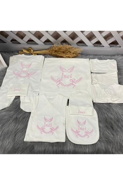 bebek desen طقم خروج من المستشفى مكون من 10 قطع مطرزة مع أجنحة