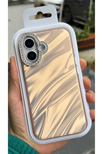 EDELFU Compatible with iPhone 16 |   Stylish Desert Color Wave Pattern Phone Case – Cover with Camera Protection with Rhinestones